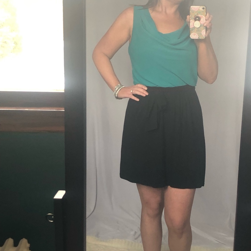 Express M black & teal mini dress NWOT